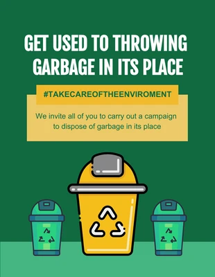 Free  Template: Dark Green And Yellow Illustration Recycling Poster