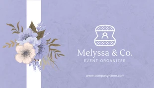 Free  Template: Carte De Visite Planificateur d'événements floraux à texture moderne lilas