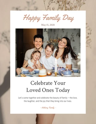 Free  Template: Modelo de Cartaz Neutro Minimalista Feliz Dia da Família