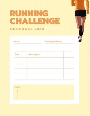 Free  Template: Yellow And Orange Simple Running Challenge Schedule Template
