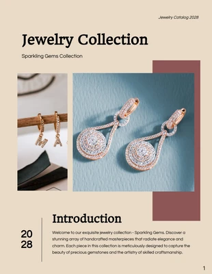 Free  Template: Cream and Maroon Simple Jewellery Catalogs