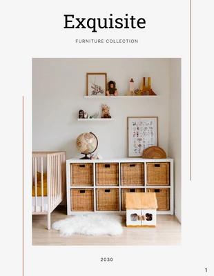 Free  Template: Catálogo de móveis minimalistas brancos e marrons
