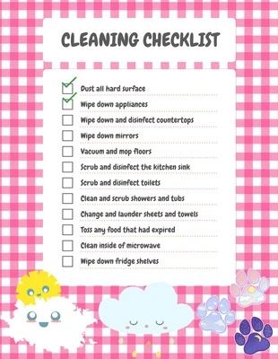 Free  Template: Pink Simple Pattern Cleaning Checklist