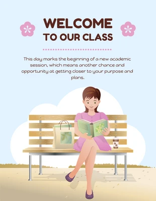 Free  Template: Light Blue Simple Illustration Classroom Welcome Poster