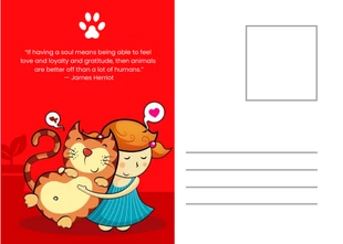 Red Modern Cute Character Animal Lover Love Postcard - Página 2