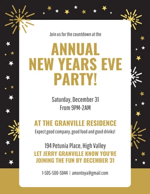 business  Template: Golden New Years Eve Invitation