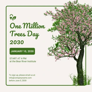 Free  Template: Banner do Instagram do Dia da Árvore Minimalista Verde e Branco Quebrado
