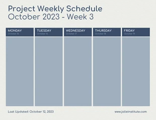 Free  Template: Programação do calendário semanal azul
