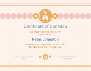 premium  Template: Cream Donation Appreciation Certificate