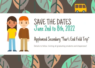 Free  Template: Save the Date Class Field Trip Invitation