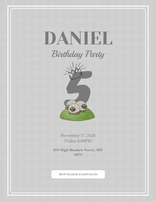 Free  Template: Light Grey Simple Birthday Party Kids Party Invitation