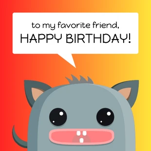 Free  Template: Cartão quadrado de Feliz Aniversário do Monstro