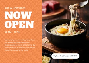 Free  Template: Rise and Grind Orange Color Restaurant Direct Mail Postcards