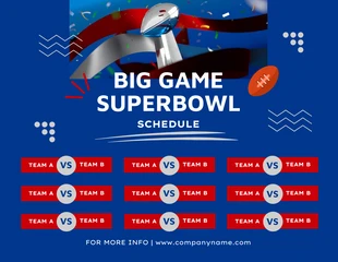Free  Template: Blue Modern Playful Big Game Superbowl Schedule Template