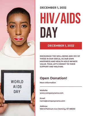 Free  Template: Affiche de la journée du VIH/SIDA avec photo simple blanche