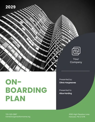 Simple White And Green Onboarding Plan