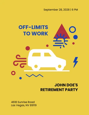 Free  Template: Colourful Yellow and White Icon Retirement Party Invitation
