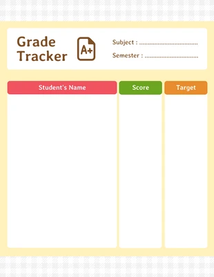 Free  Template: White Modern Texture Grade Tracker Schedule Template