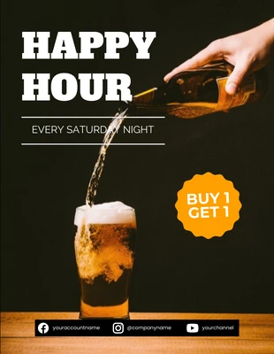 Free  Template: Happy Hour Drinks Promo Poster Template