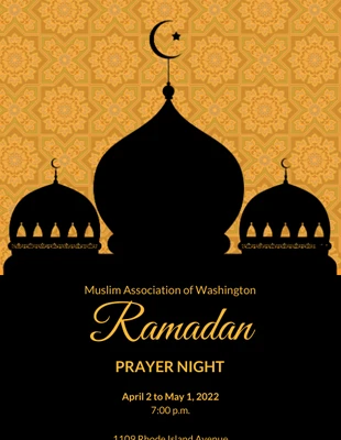 premium  Template: Invitation à la prière de silhouette de mosquée