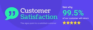 Free  Template: Banner de revisión de satisfacción del cliente morado, azul y verde