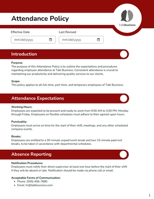 Free interactive Template: Modelo de política de comparecimento