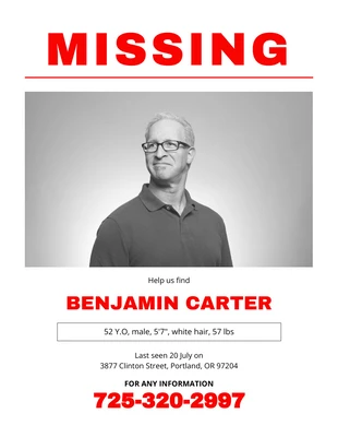 Free  Template: Blaues elfenbeinfarbenes Retro-Poster für vermisste Personen