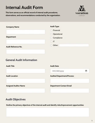 business interactive Template: Modèle de formulaire d'audit interne