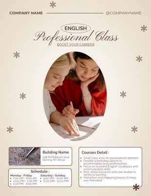 Free  Template: Sogt Brown English Class for Professional Template
