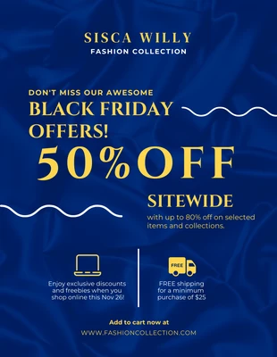 Free  Template: Blue Modern Elegant Luxury Texture Black Friday Fashion Sale Poster