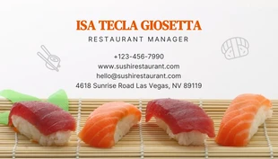 Dark Orange Modern Sushi Restaurant Business Card - Pagina 2