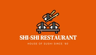 Free  Template: Carte De Visite Restaurant de sushi moderne orange foncé