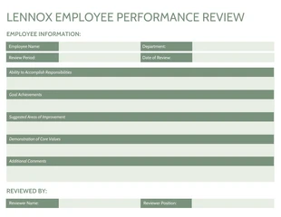 Free  Template: Simple Employee Annual Performance Review