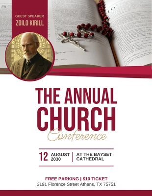 Free  Template: White And Red Simple The Annual Church Flyer