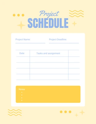 Free  Template: Plantilla de calendario de proyecto moderna y alegre en amarillo claro