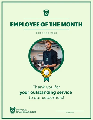 Free  Template: Barista Employee of the Month Certificate