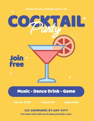 Navy And Orange Cocktail Invitation
