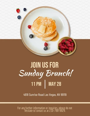 Free  Template: White And Brown Vintage Classic Minimalist Sunday Brunch Invitation