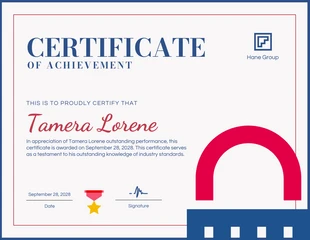 Free  Template: Light Grey And Blue Modern Achievement Certificate