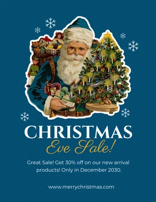 Free  Template: Folheto de venda da véspera de Natal azul
