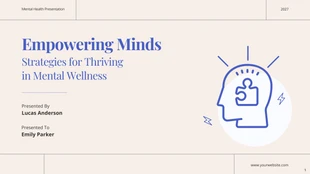 business  Template: Presentación Minimalista sobre salud mental en blanco marfil y azul.