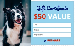 Free  Template: Certificat cadeau Simple Pet Store