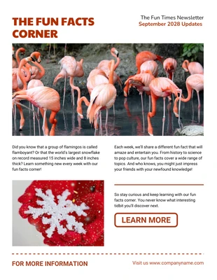 Free  Template: White And Red Simple Fun Facts Event Newsletter