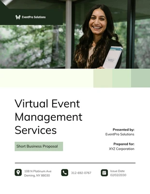 business  Template: Proposition commerciale courte : services de gestion d'événements virtuels