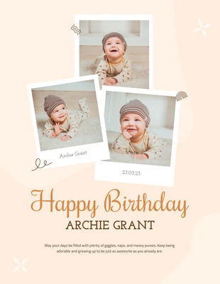 Free  Template: Pastell-Pfirsich-Happy-Birthday-Poster