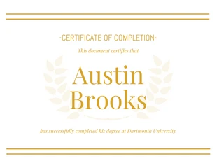 Simple Golden Certificate of Completion