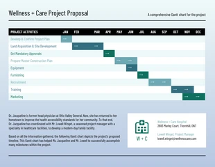 premium  Template: Diagrama de Gantt de un proyecto de administración hospitalaria