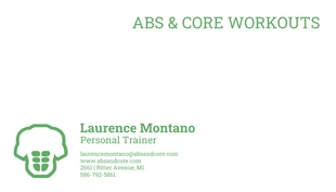 Free  Template: Green Personal Trainer Business Card
