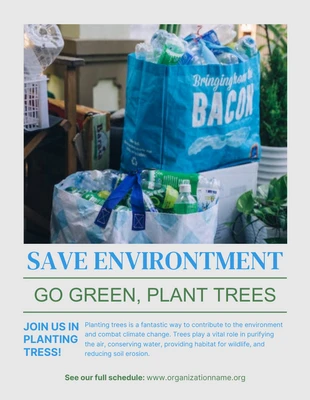 Free  Template: Light Grey Minimalist Save Environment Poster