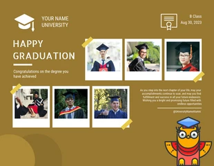 Free  Template: صور ملصقة حديثة لجامعة التخرج باللون الذهبي والبني
